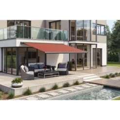 Wismar Kassettenmarkise Anthrazit Mit E-Motor 450 X 150 Cm Stoff Bordeaux -Outdoor Schirm Verkauf 915201 2354 3